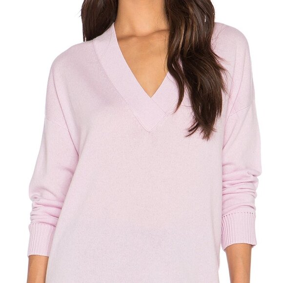 Vince XXS Pointelle Trim V Neck Cashmere Sweater - Picture 3 of 11